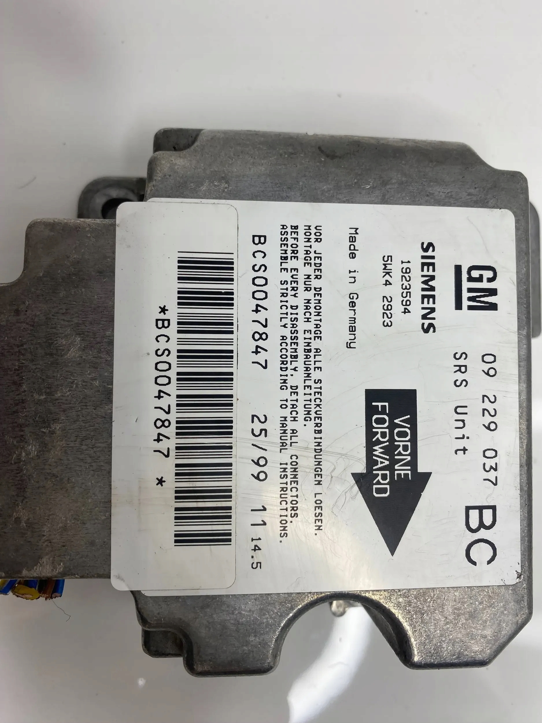 Centralina modulo airbag Opel OE 09229037BC