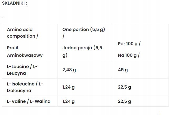 BCAA 2:1:1 PERFECT 500g AMINOKWASY 2:1:1 SIŁA 7NUTRITION regeneracja — 5