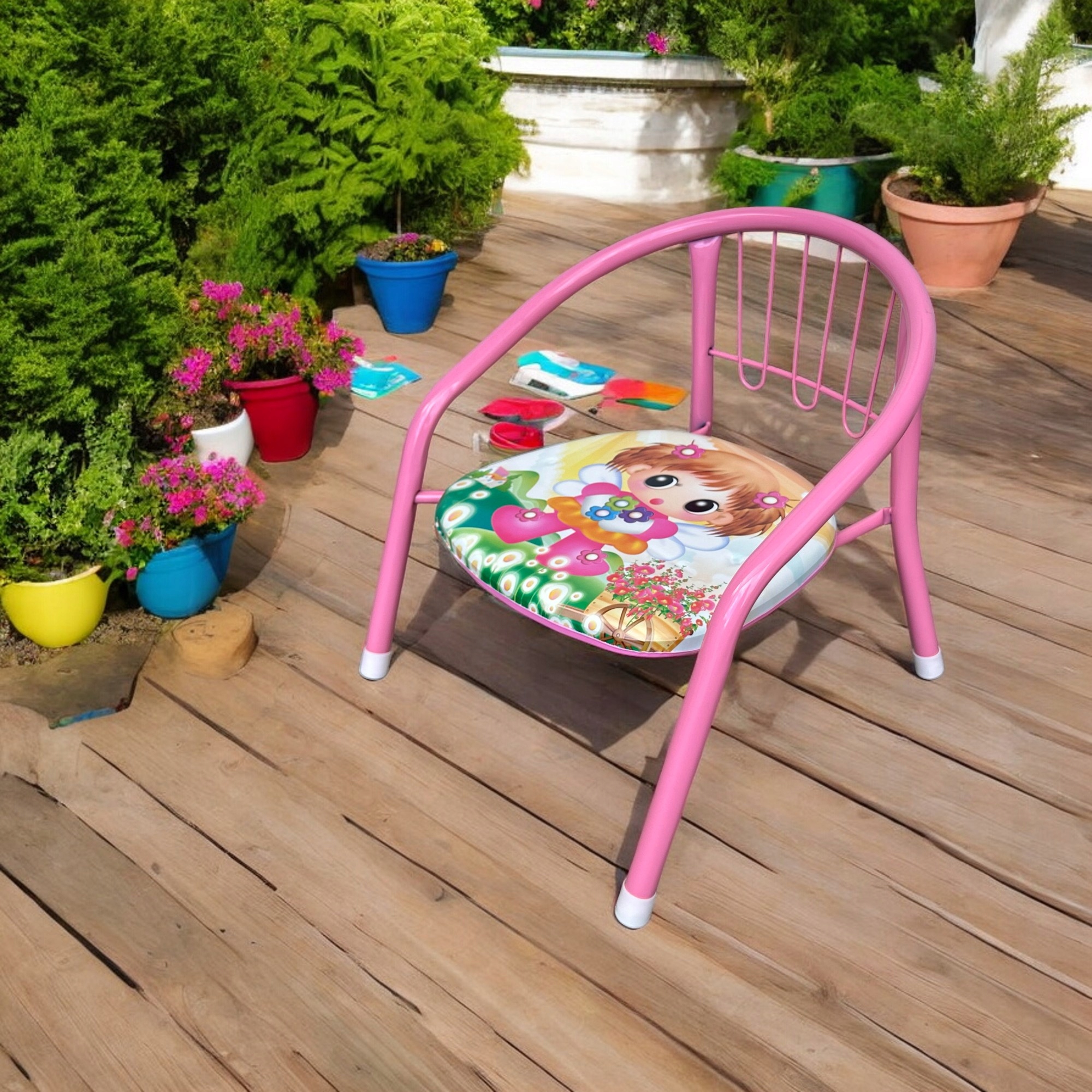 KRZESEŁKO PISZCZĄCE DZIECIĘCE 35 CM FOTELIK METALOWY DO DOMU OGRODU DZIECKA Marka inna