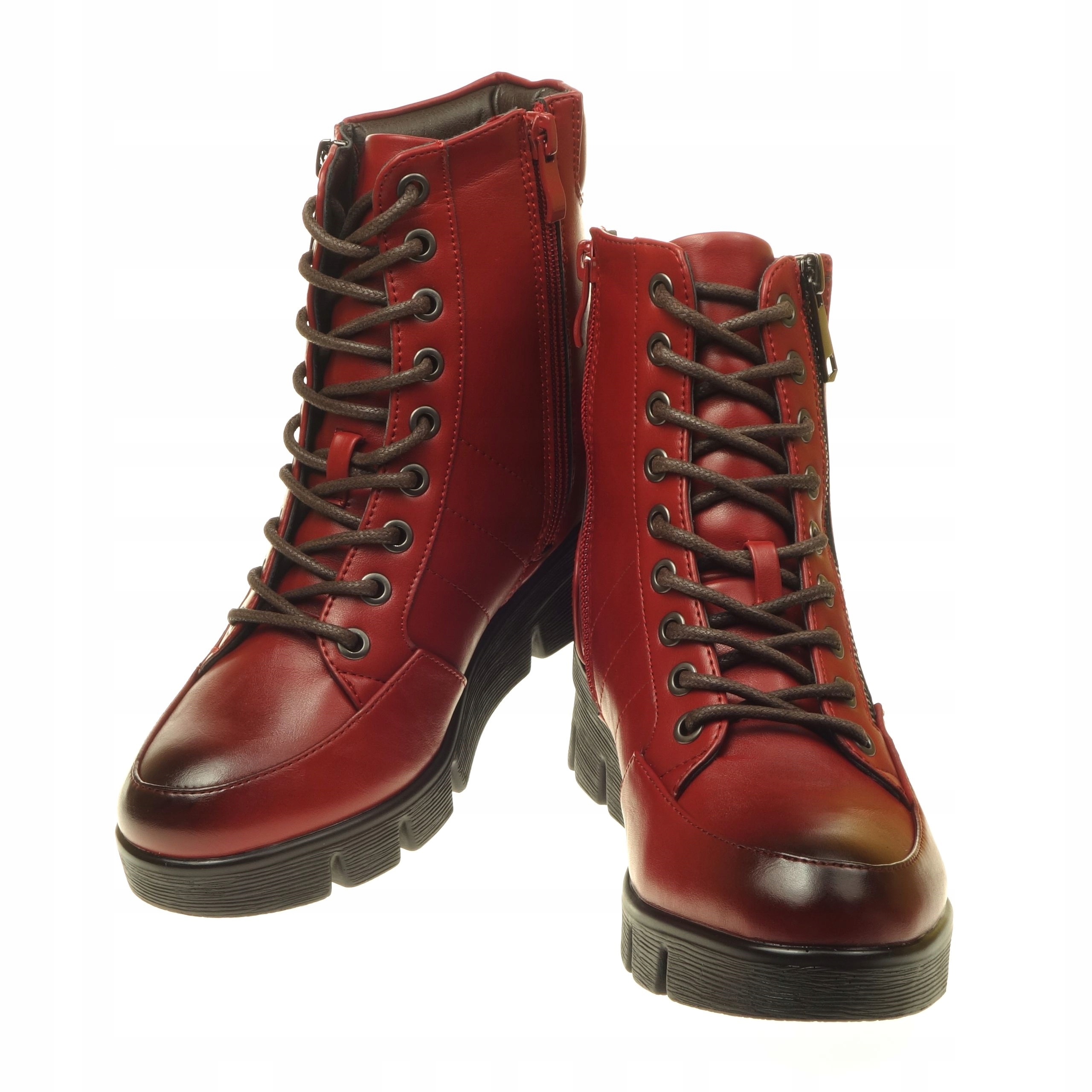 Dámské Kotníkové Boty Zimní Jezzi Posuvník na klínku Zateplené červené 36