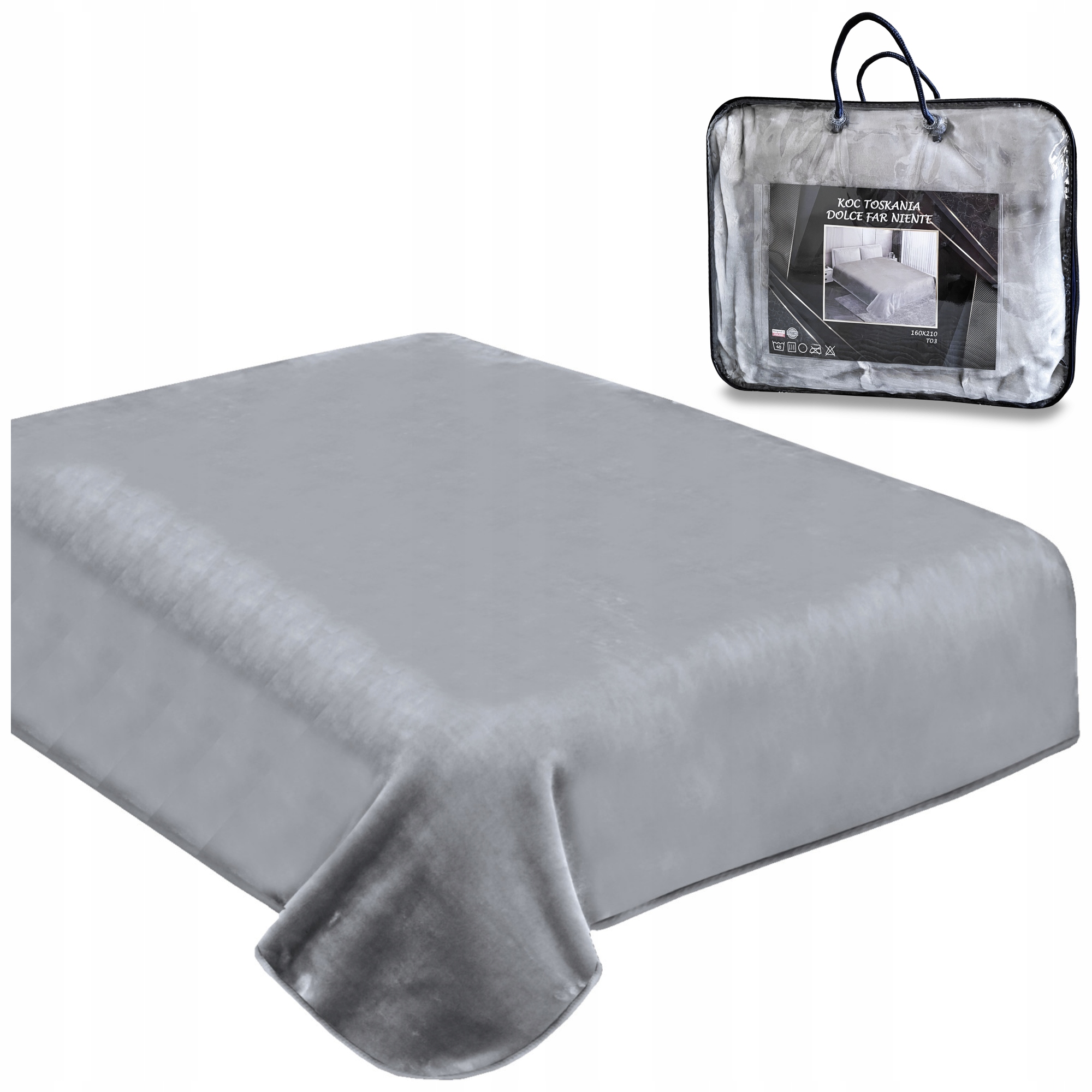 Silná akrylová deka 160x210 větší než standardní 160x200 pléd světle šedá