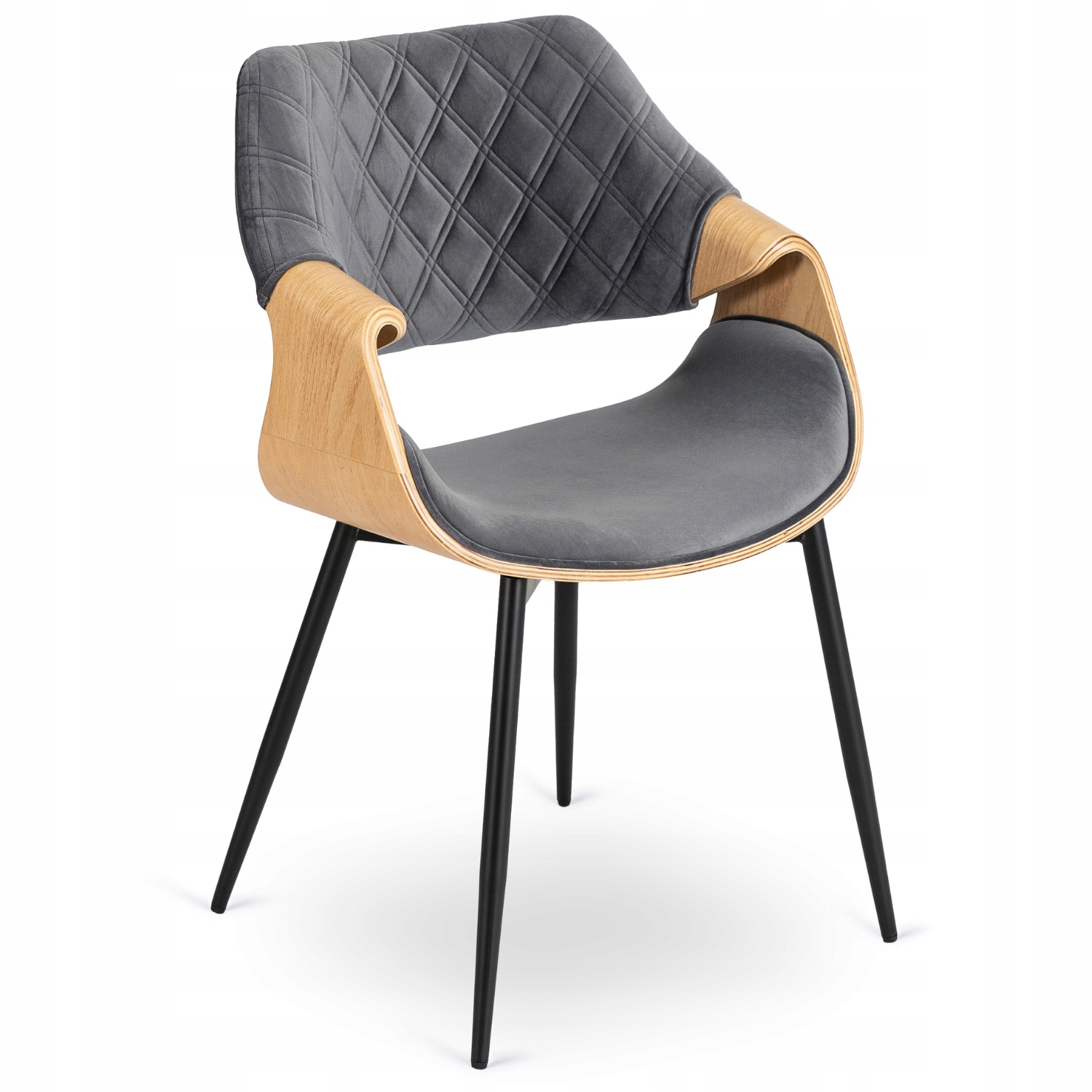 Dřevěné čalouněné křeslo Velurové Loft Ohýbané do obývacího pokoje Šedé Dakota