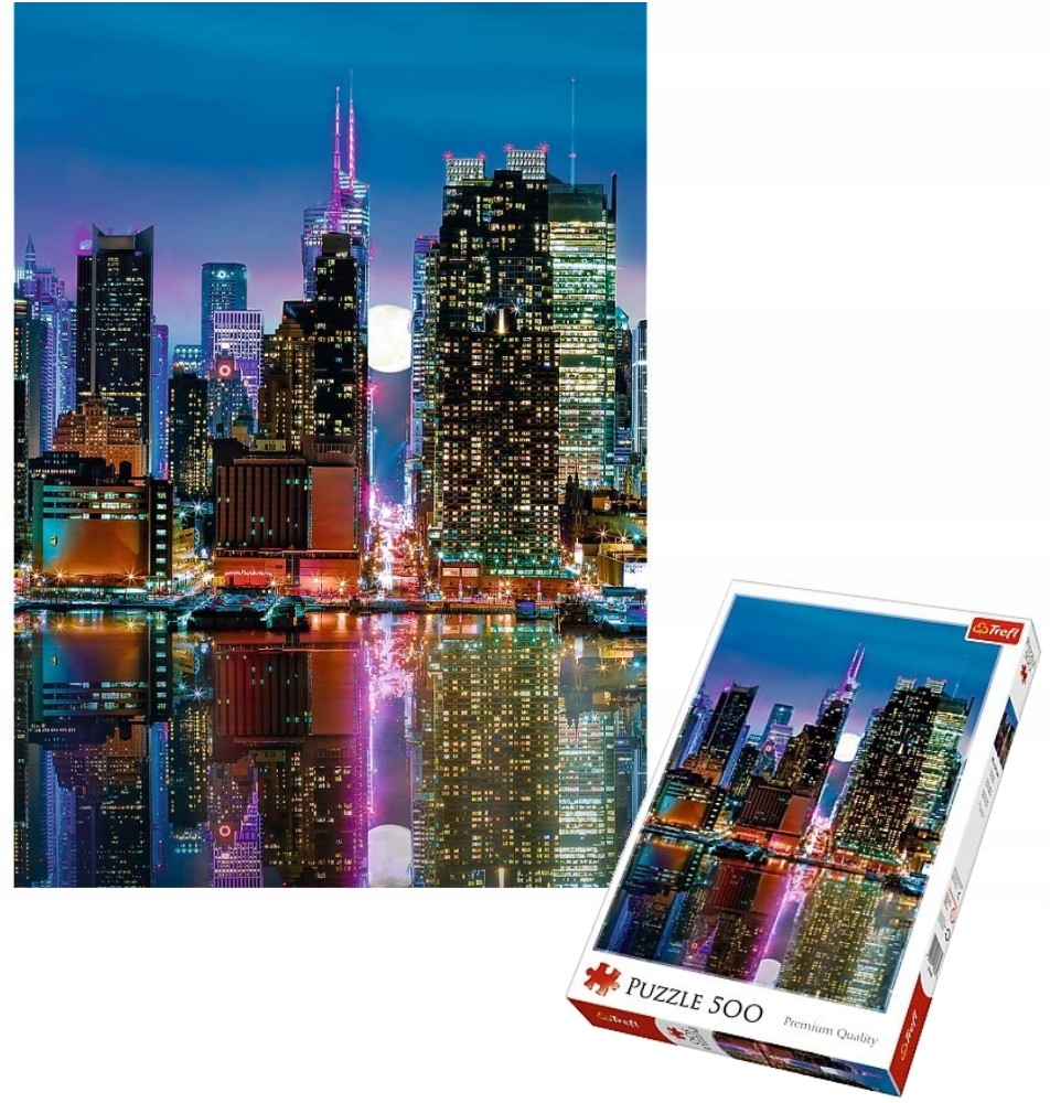 PUZZLE 500 EL KSIĘŻYC NAD MANHATTANEM WIEŻOWCE NOCĄ TREFL Marka Trefl
