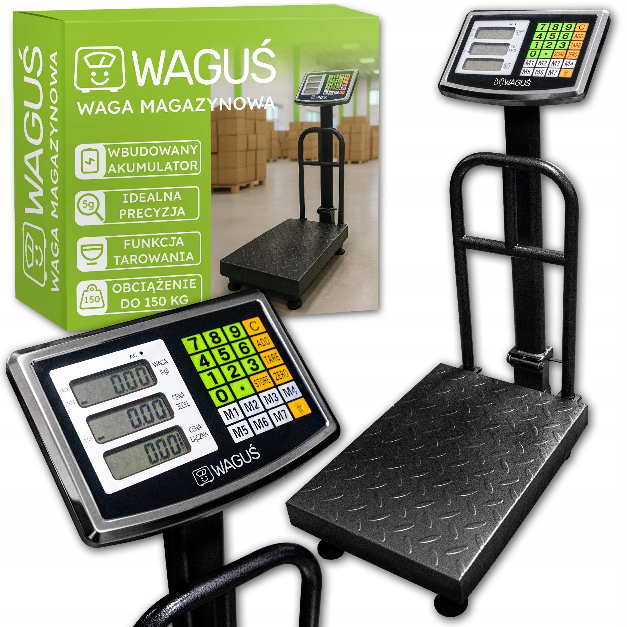 Elektronická obchodní váha LCD 150 kg, plošinová, robustní