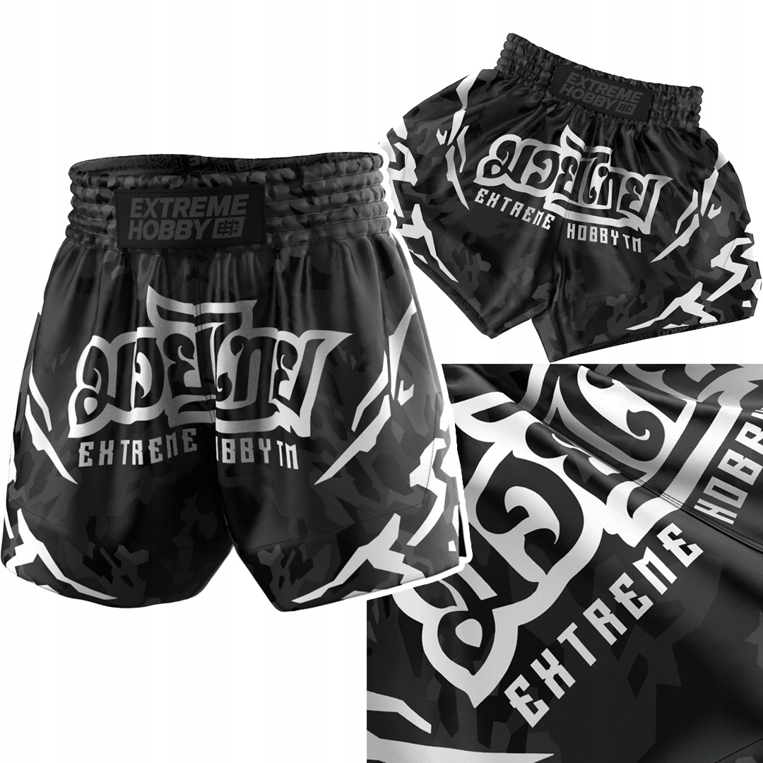 Spodenki Muay Thai Extreme Hobby Black Panther Białe r. L