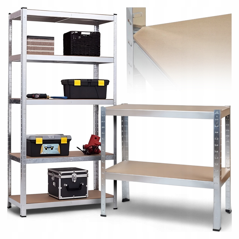 REGAŁ MAGAZYNOWY 5 PÓŁEK METALOWY SZAFKA DO GARAŻU PIWNICY 180x90x40cm Maksymalne obciążenie półki 175 kg