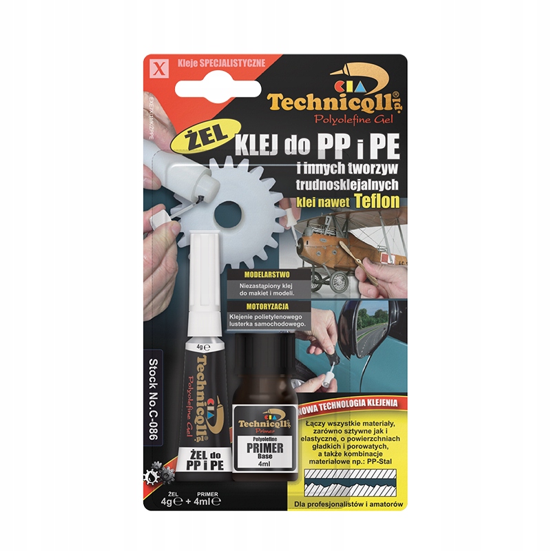Technicqll Klej do plastików trudnosklejalnych C-086 4g+4ml bezbarwny