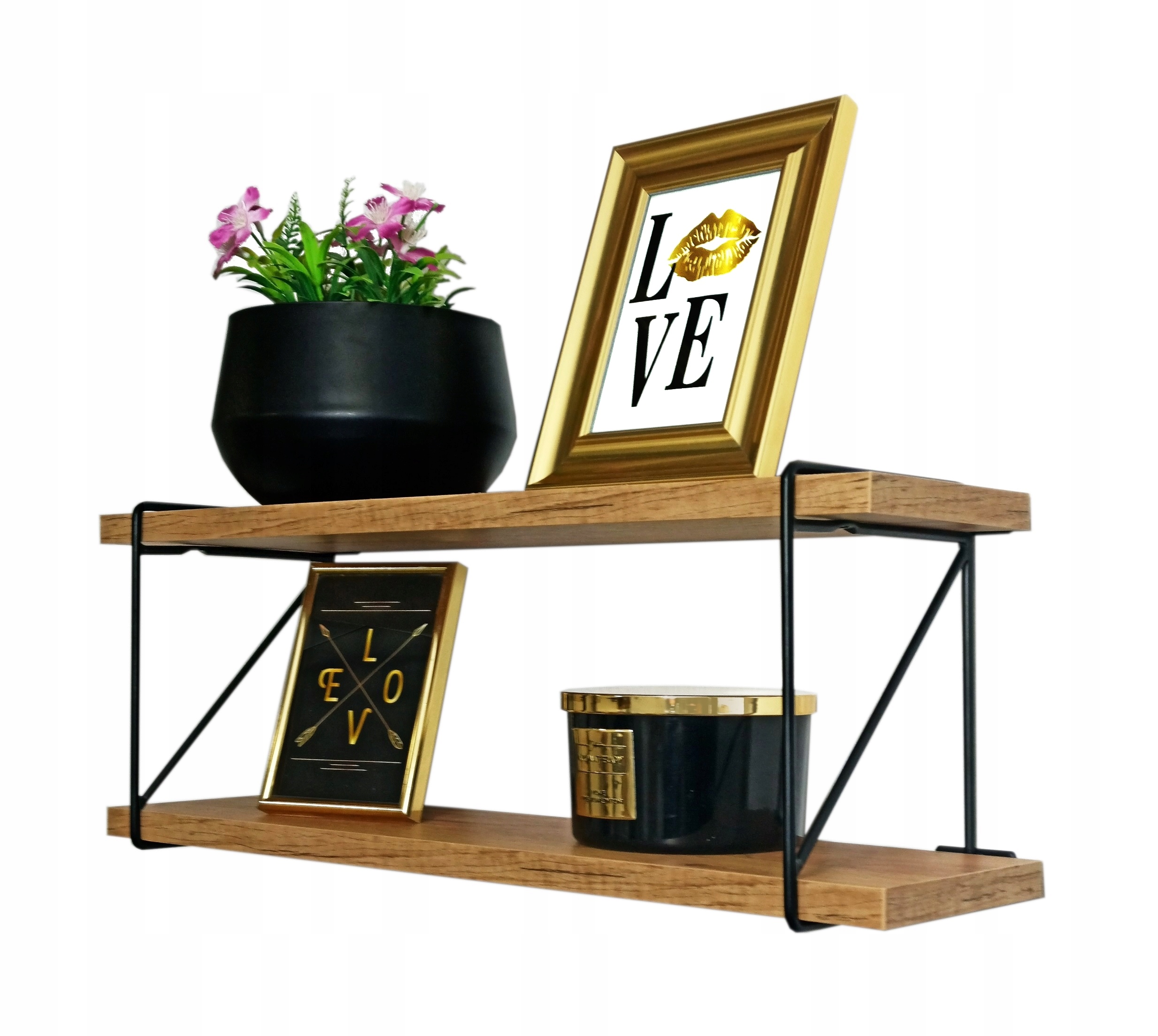 PÓŁKA ŚCIENNA WISZĄCA TYPU LOFT - INDUSTRIALNA