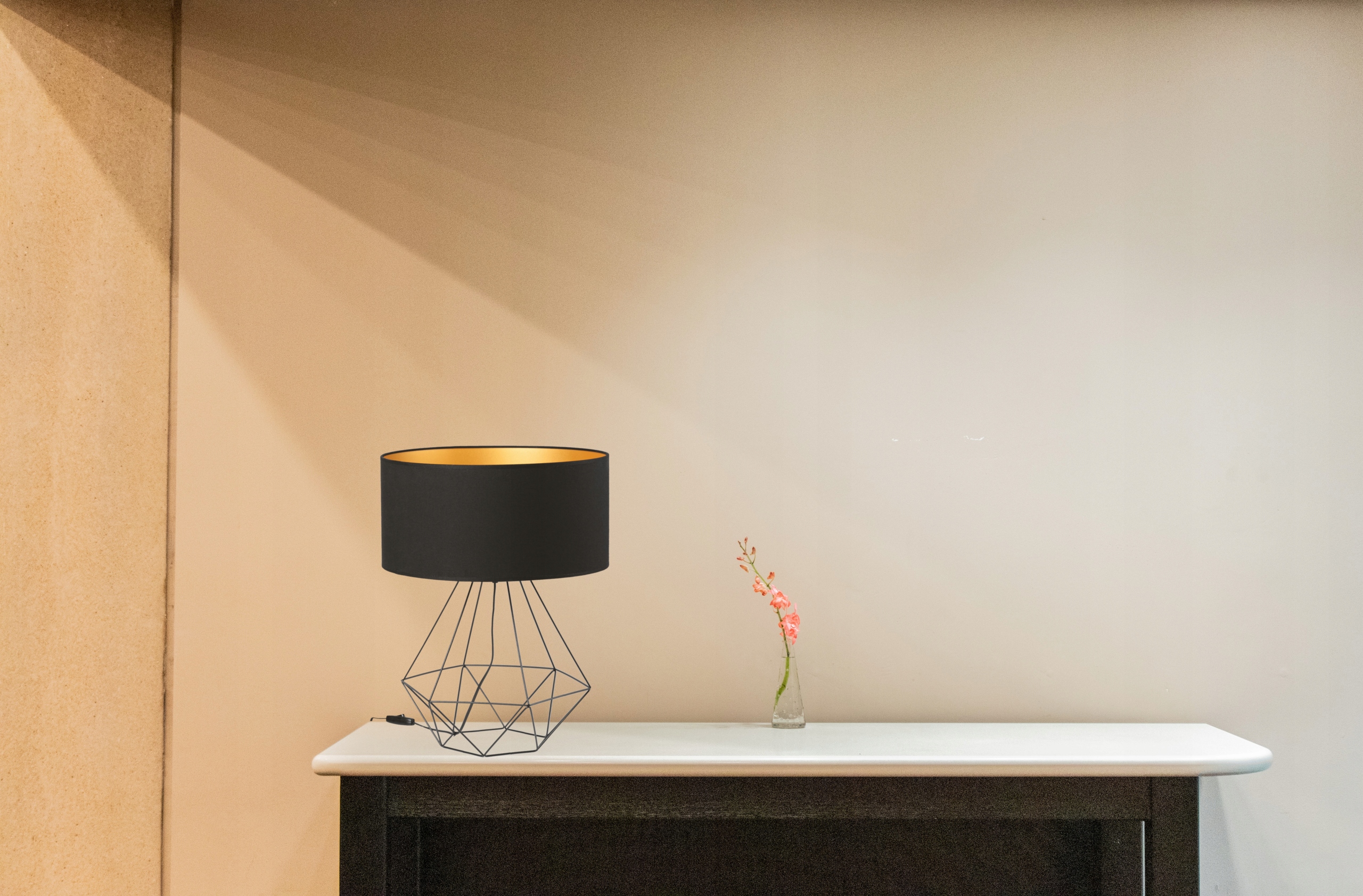 Lampa biurkowa stołowa NOCNA LOFT maxi ABAŻUR czarny złoty Kolekcja ADB