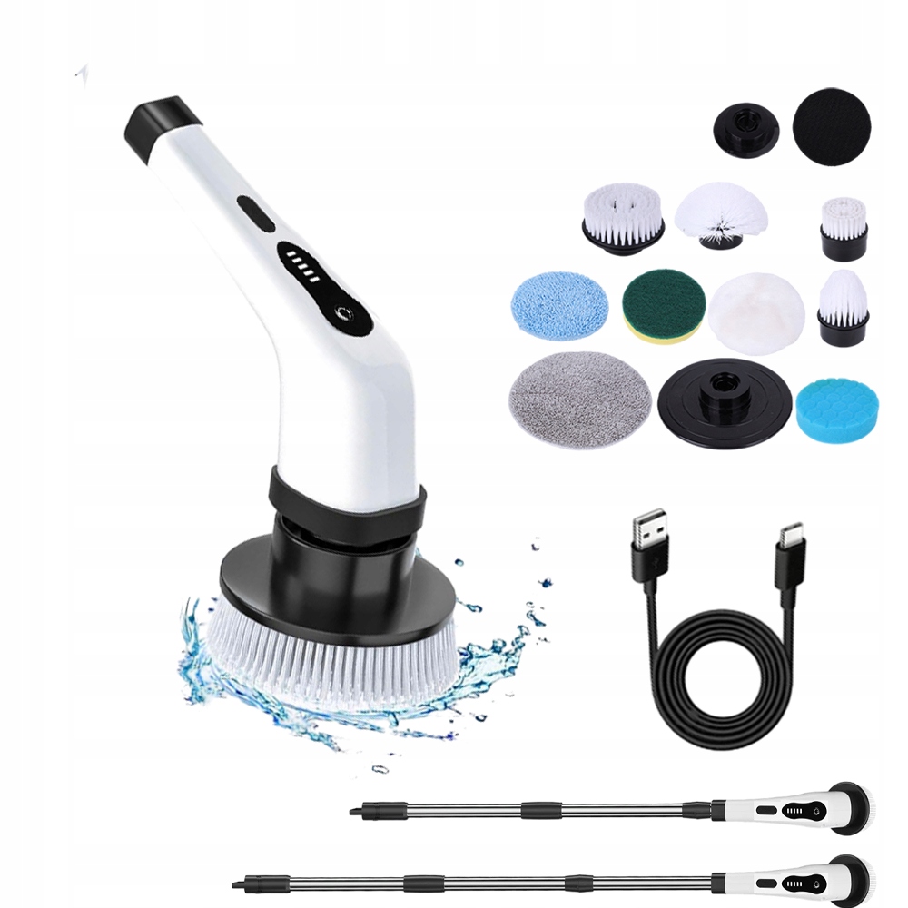 Elektrický rotační kartáč 9v1 pro čištění a drhnutí s Usb-c nabíjením