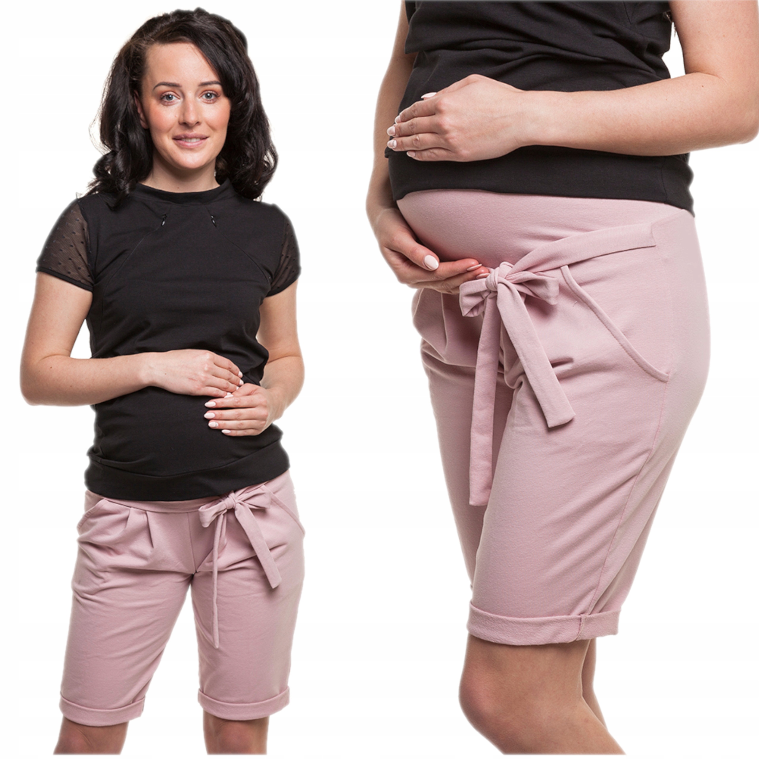 Bermudy LENA spodenki ciążowe przed kolano XS Rozmiar XS