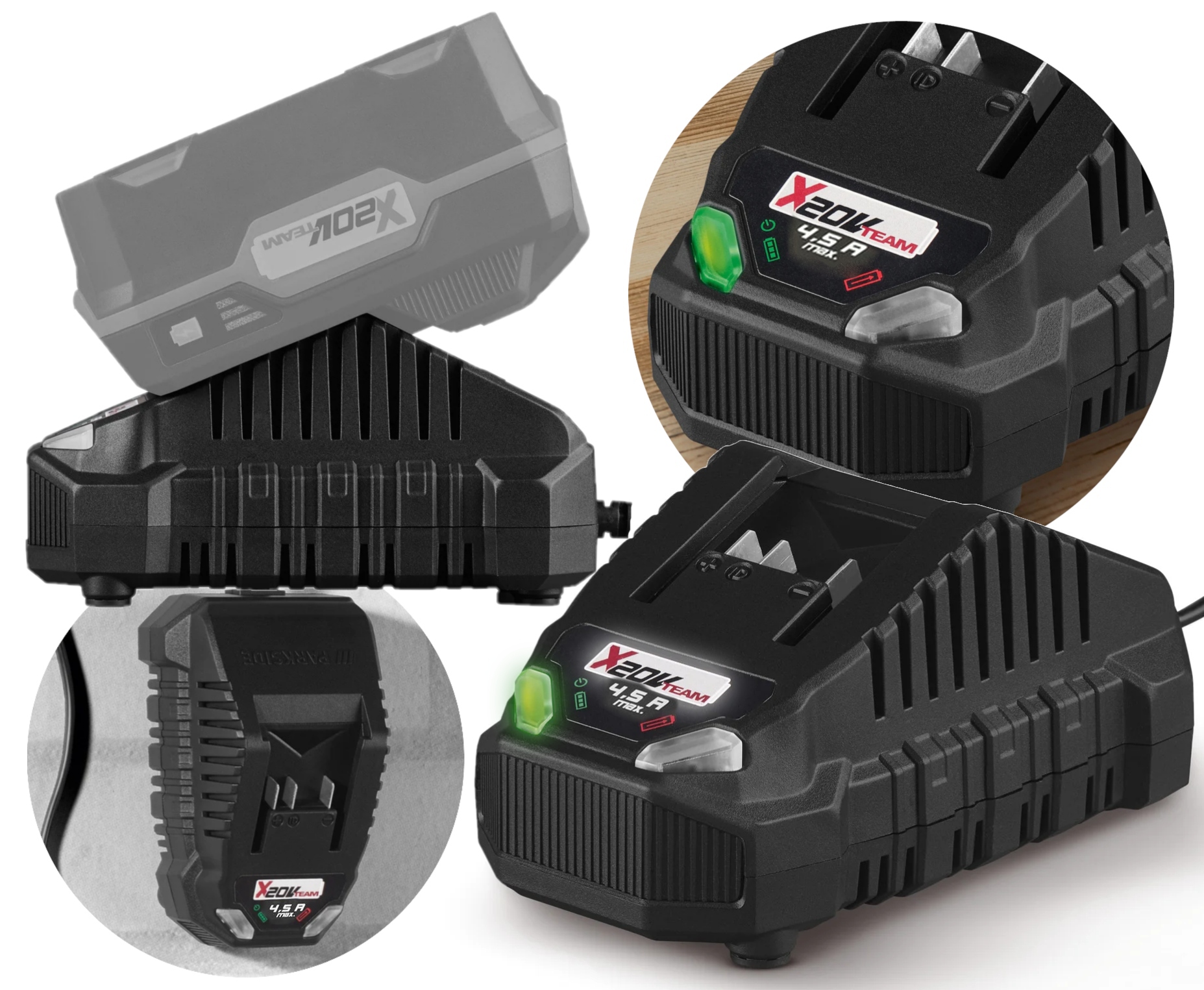 Быстрое зарядное устройство для аккумуляторов PARKSIDE PLG 20 C3, 20V 4.5 A 120W