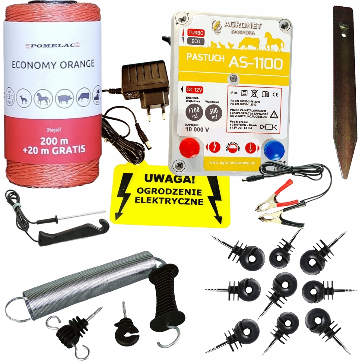 PASTUCH ELEKTRYCZNY ZESTAW 8 CZĘŚCIOWY GRATISY !!!