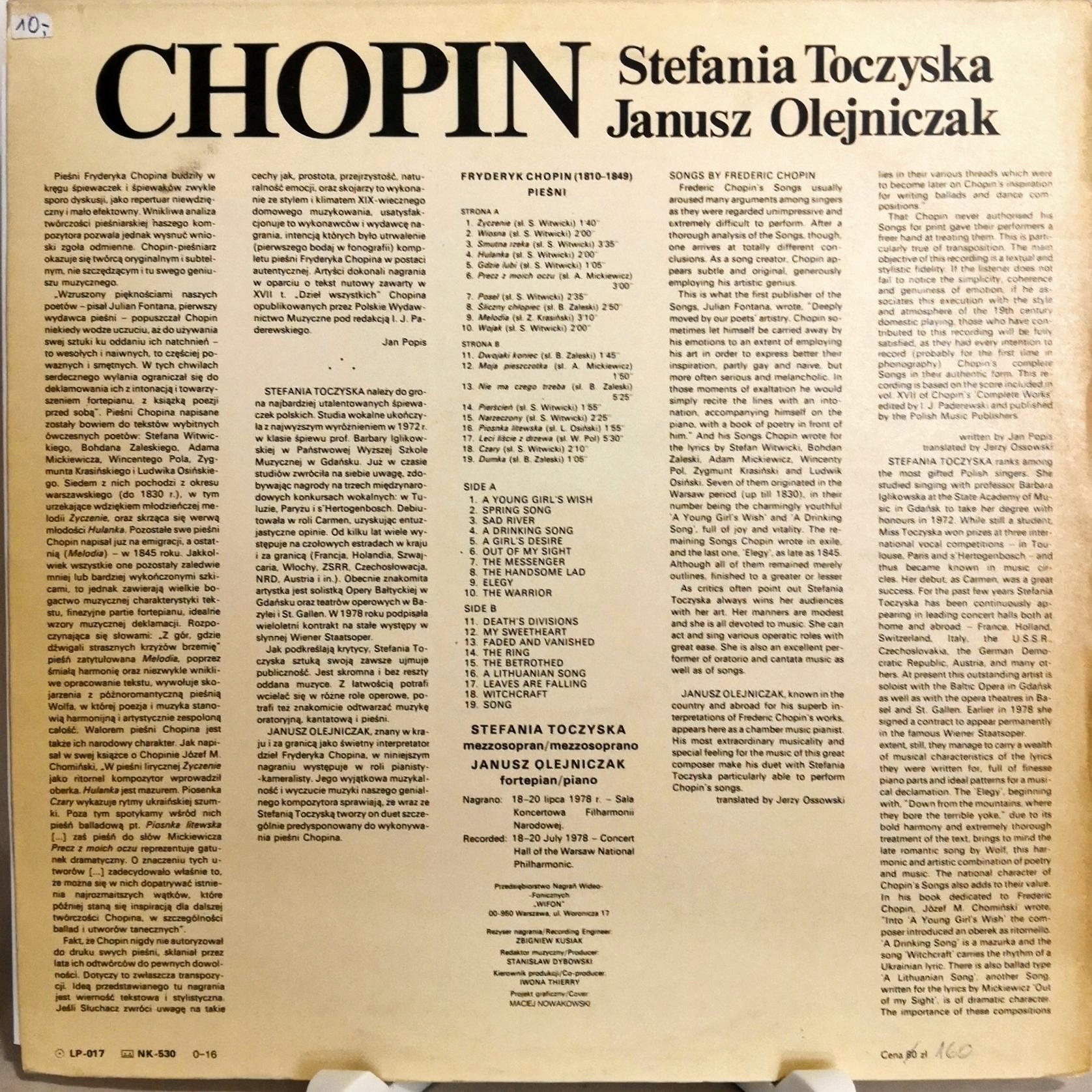 w　LP017　EX　Frédéric　12762786816　Opinie,　Ceny　Chopin　LP　Pieśni　Sklepy,