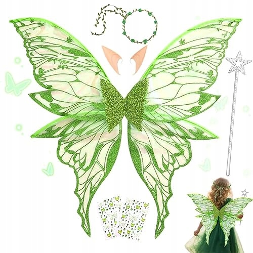 SKRZYDŁA WRÓŻKI DLA DOROSŁYCH ZESTAW ELFÓW OPASKA KWIATY COSPLAY do domu