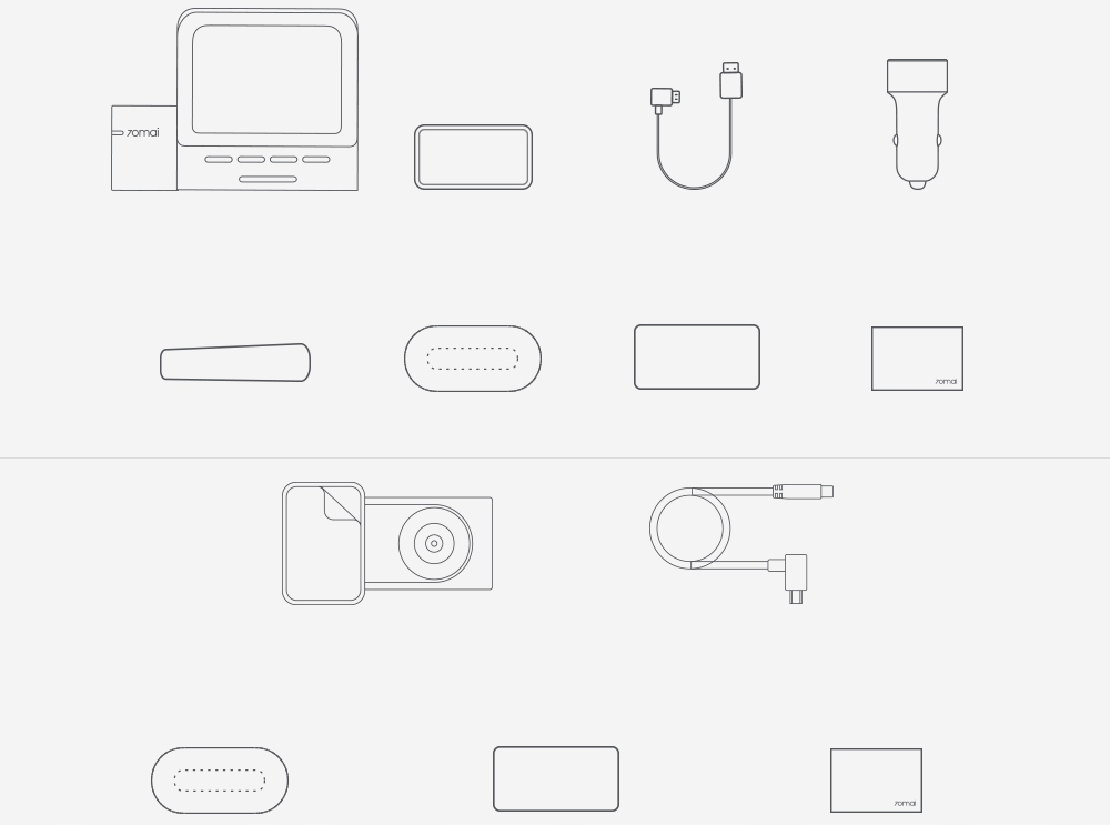 70mai PRO++ A500S Optyka SONY + WSTECZNA + 64GB Waga produktu z opakowaniem jednostkowym 0.55 kg