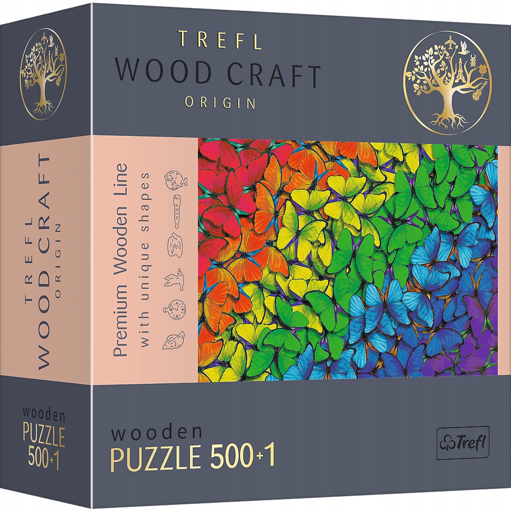 TREFL TĘCZOWE MOTYLE 501 ELEMENTÓW PUZZLE PREMIUM 10+ NOWOŚĆ Stan opakowania oryginalne