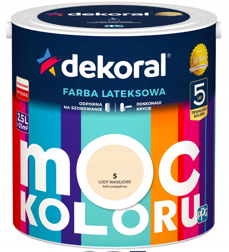 

Dekoral Farba Moc Koloru 5l Lody Waniliowe