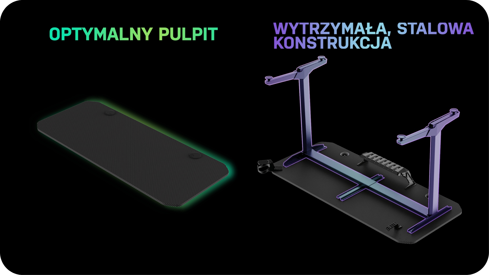 BIURKO KOMPUTEROWE GAMINGOWE 150x60cm ULTRADESK FRAG Gold LED RGB Podkładka Kształt blatu prostokątny