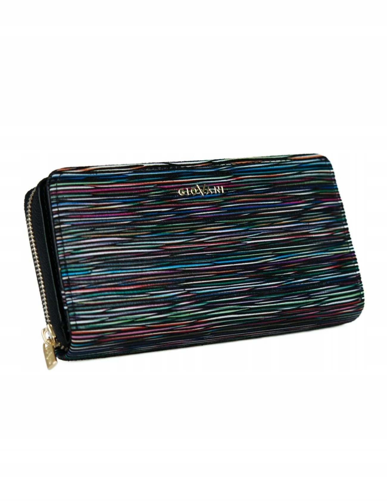 Dámská kožená peněženka s proužky Patrizia Giovani, černá