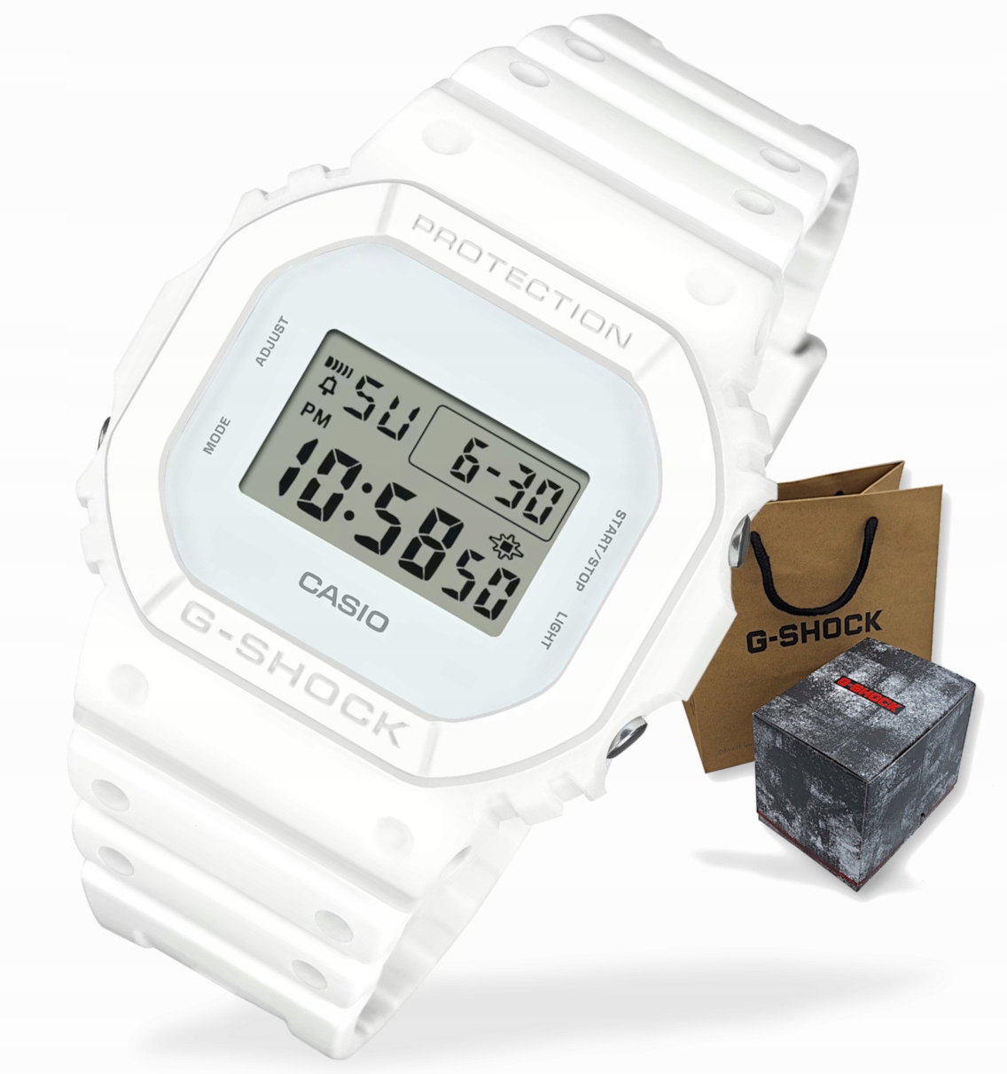 Bílé pánské hodinky Casio G-Shock Kostka DW-5600WW Box Gravírování Bonus