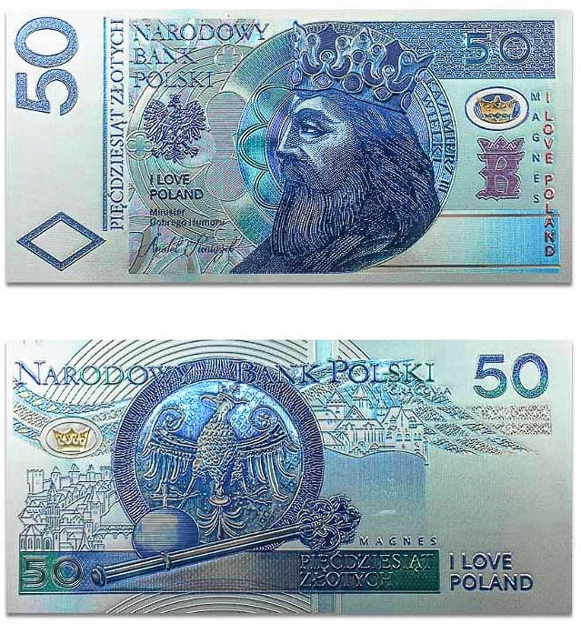 MAGNES 50 ZŁ NA LODÓWKĘ PIENIĄDZE POLSKI ZŁOTY PAMIĄTKA WALUTA PLN