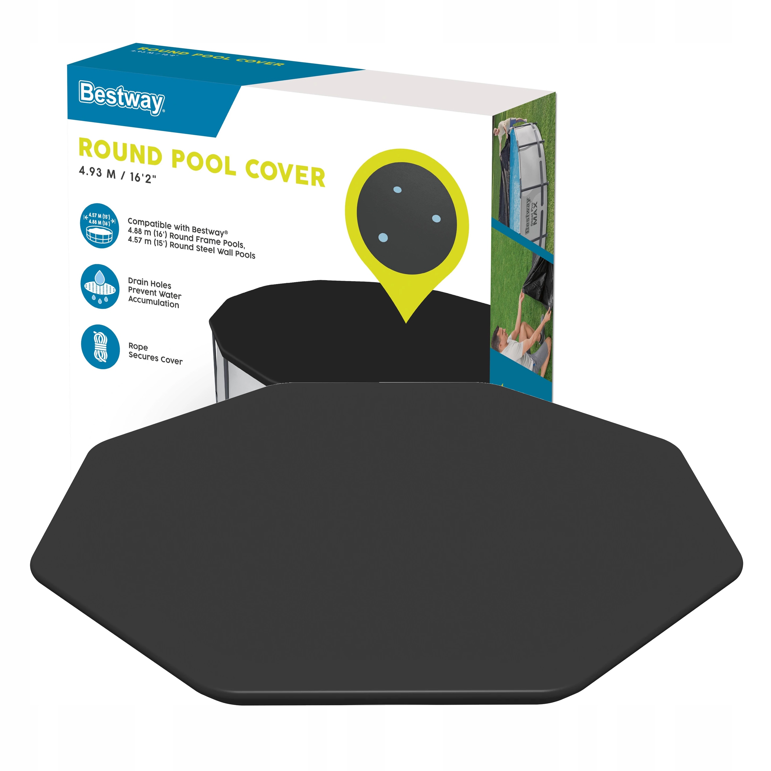 Pokrywa na basen stelażowy plandeka ochronna okrągła Bestway średnicy 488cm