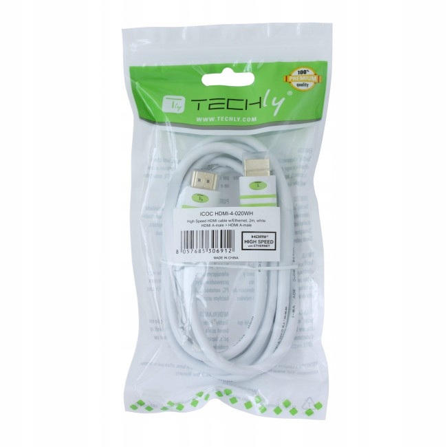 Kabel HDMI-HDMI V1.4 M/M Ethernet 3D4K Biały 2 m Techly Marka Techly