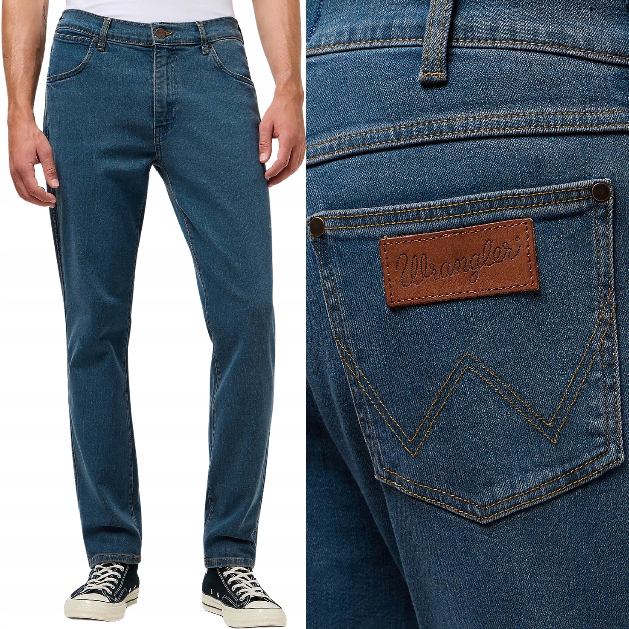 Wrangler Larston slim StormyWash Přiléhavé Tmavé Džínové Kalhoty W36 L32
