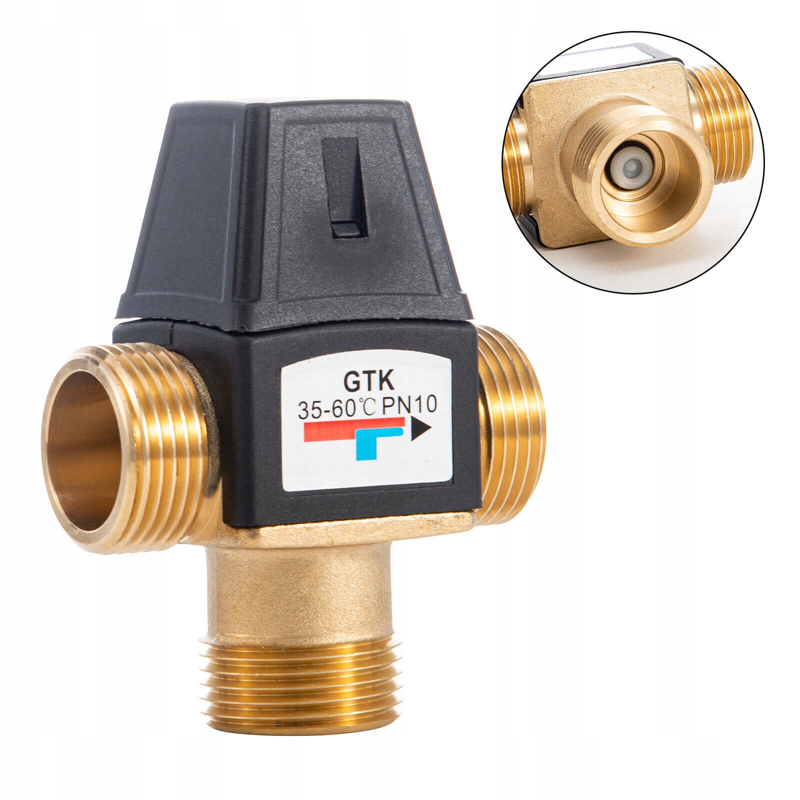 DN20 Třícestný Mosazný Termostatický Směšovací Ventil G3/4