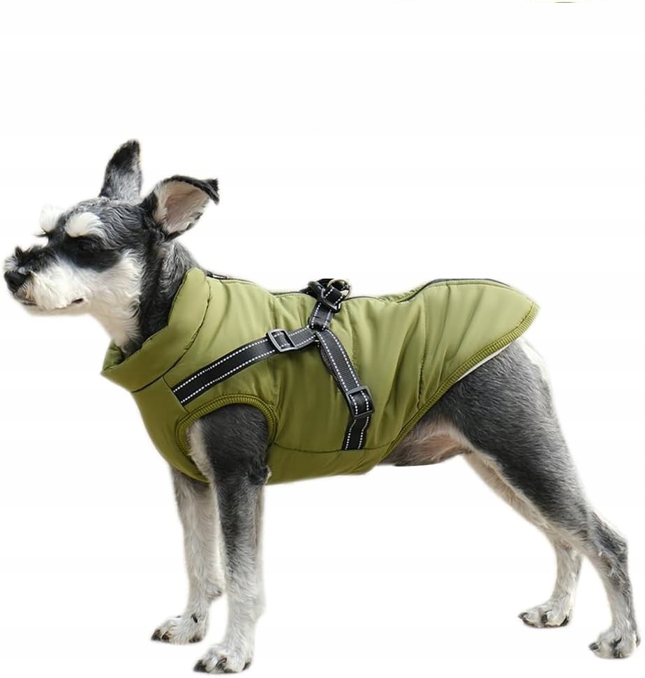 Bunda Pro Psa Zimní Vesta Zelená Voděodolná Reflexní 2XL