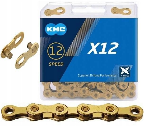 

Kmc łańcuch X-12 X12 złoty gold 12rz 126 spinka
