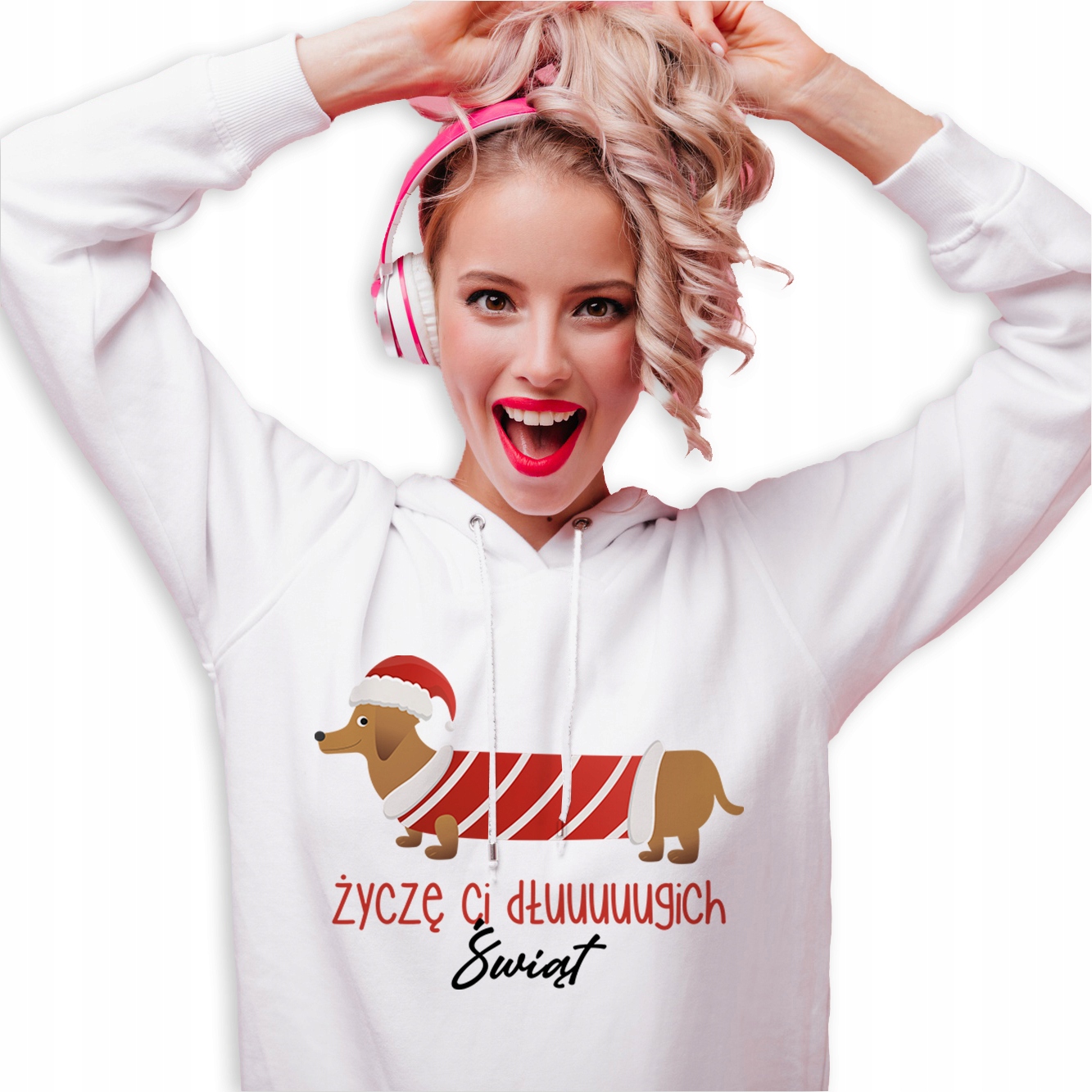 Mikina S Kapucí Bílá Vánoční mikina Přeji Ti dlouhé Vánoce Vel S