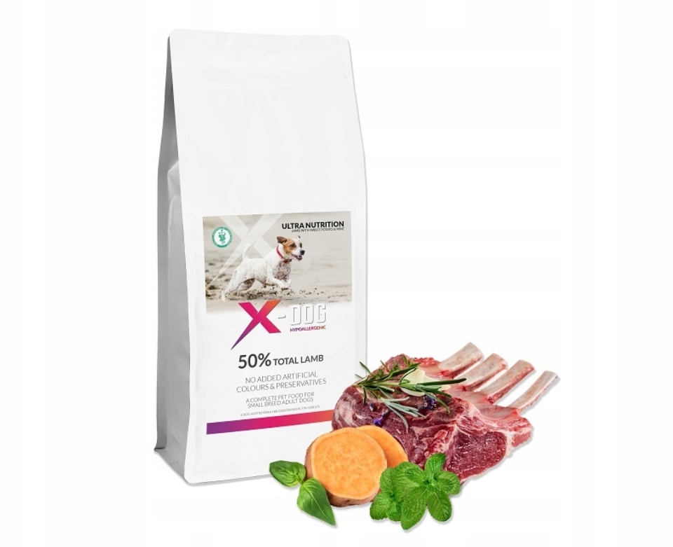 Sucha karma dla psa jagnięcina bataty i mięta dla małych ras 6kg X-dog /803