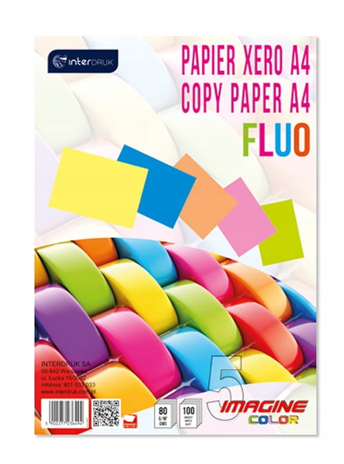 

Papier xero A4 100 kartek Fluo Interdruk