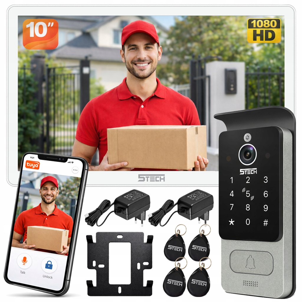 Wideodomofon 5TECH WiFi Verus Plus Ekran 10" 84228 Czytnik Szyfrator Tuya