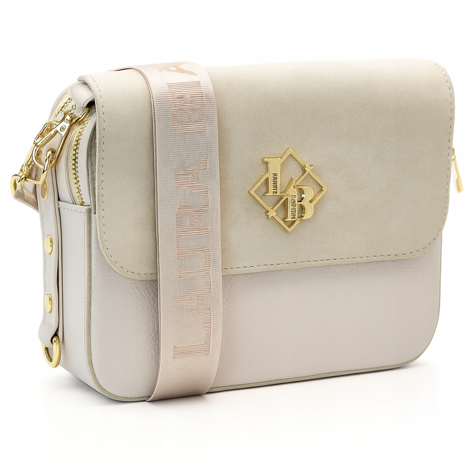 Dámská kabelka Laura Biaggi Kabelka Přes Rameno Kufřík Béžová Eko kůže Semiš