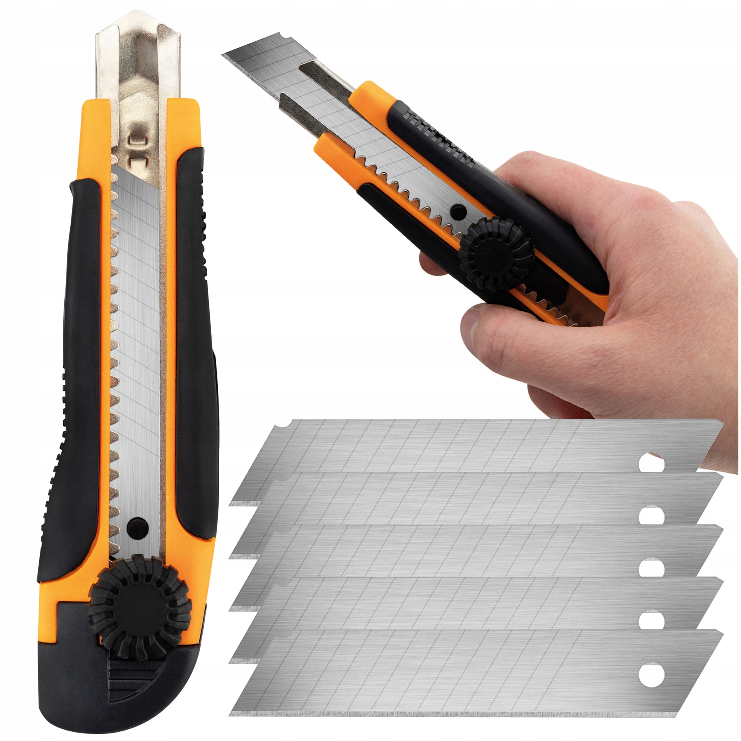 NÓŻ DO TAPET TAPECIAK NOŻYK ŁAMANY WYSUWANY PRZESUWNY 18 MM 5 WKŁADÓW