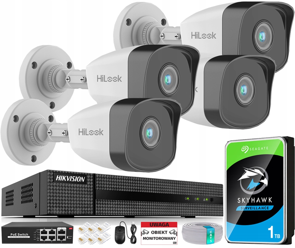 Sada na monitorovanie Ip 4x IPCAM-B5 5Mpx HiLook rekordér Hikvision Hdd 1TB