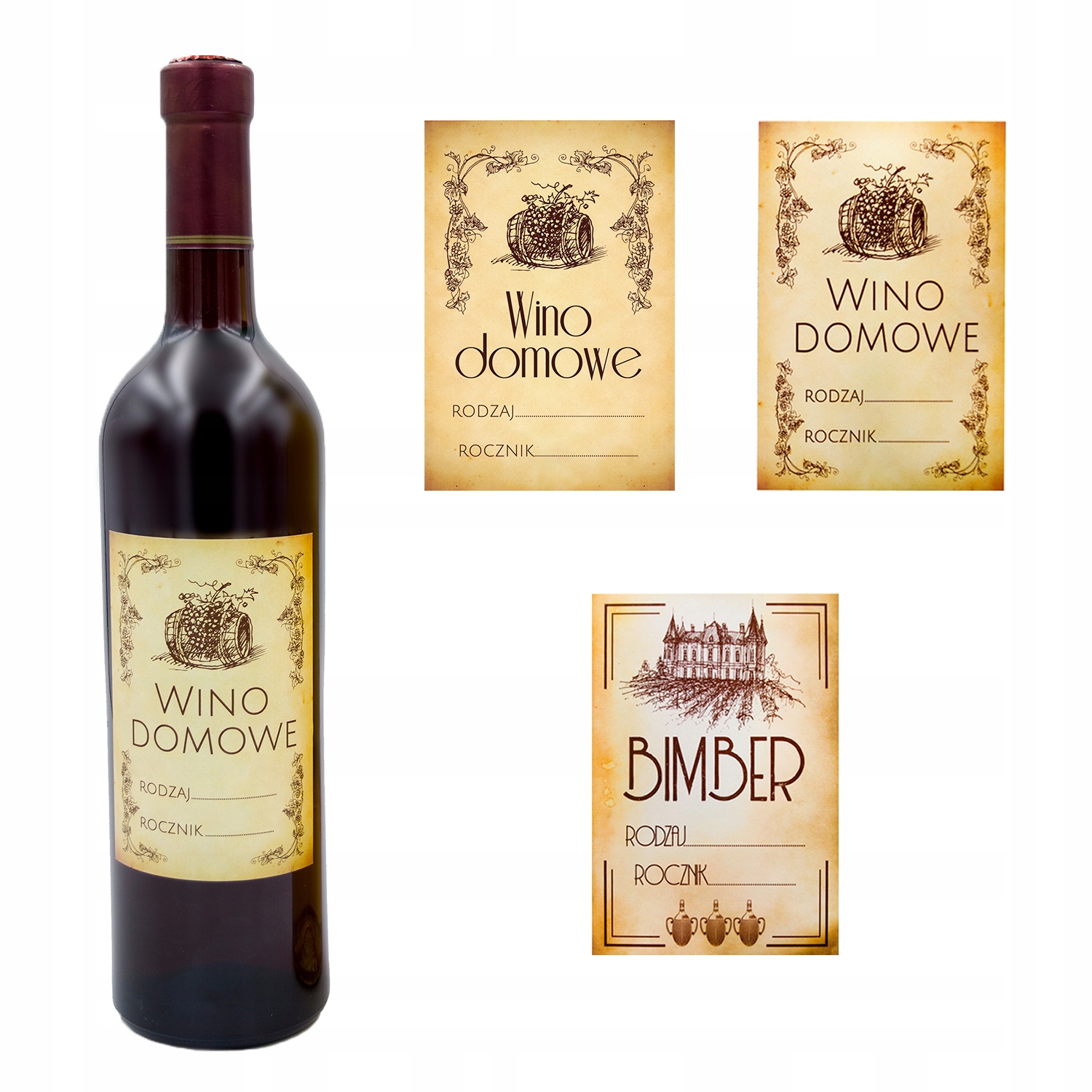 

20X Etykiety Retro Na Wino Bimber Samoprzylepne