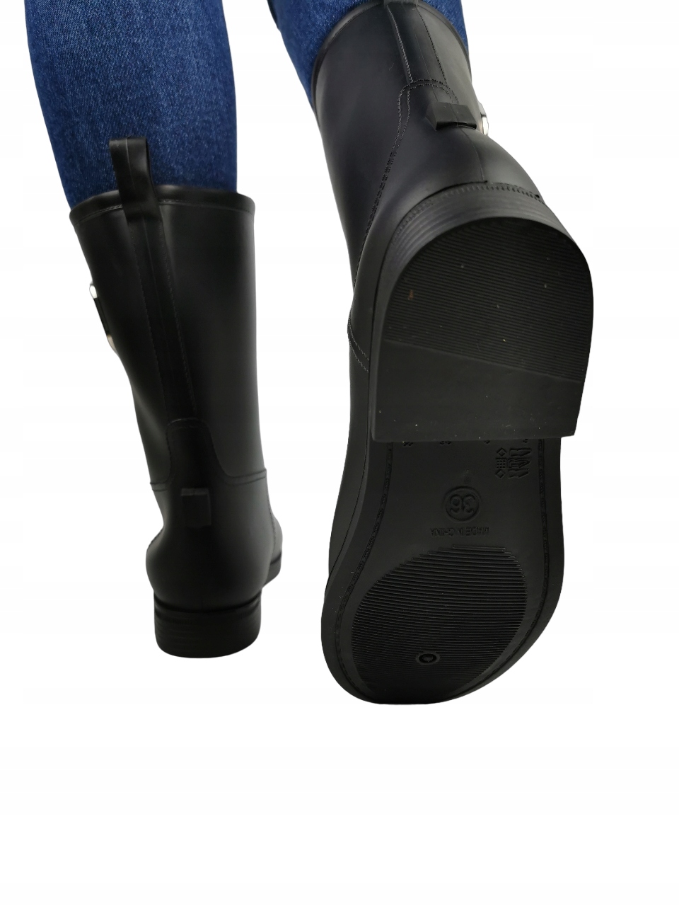 Kalosze Modne gumowce lekkie wygodne Czarne Rozmiar 38
