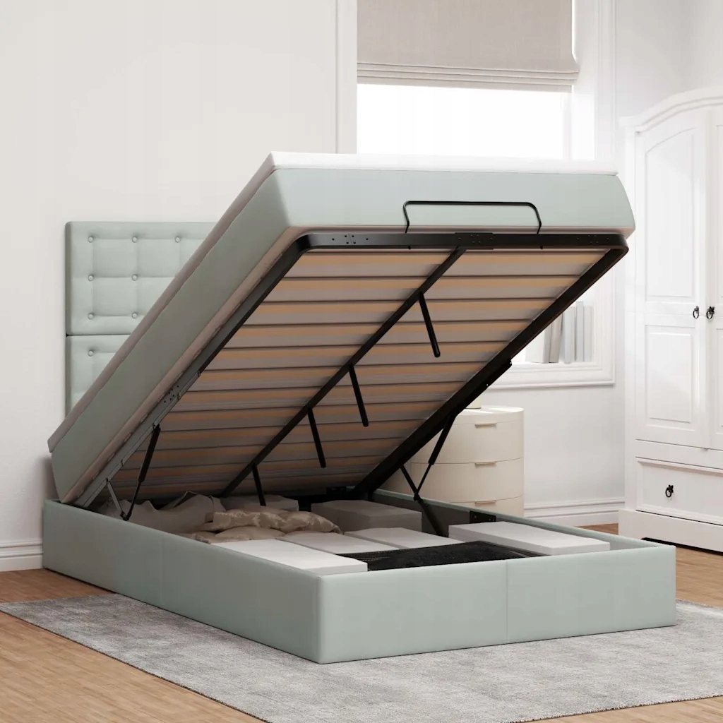 vidaXL Osmanský rám postele s matracemi světle šedá 120x200cm samet