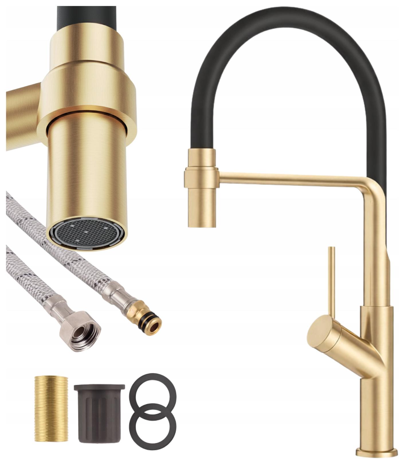 Kuchyňská baterie kartáčované zlato vytahovací sprcha Stojanový kohout Vasto