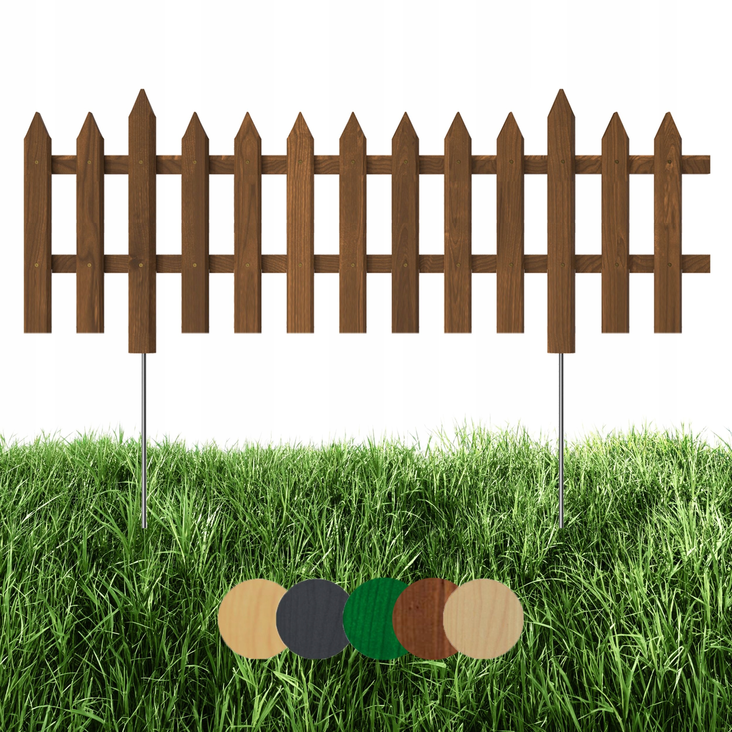 Zahradní plot dřevěný, záhonový, palisáda 100 x 30 cm Hnědá