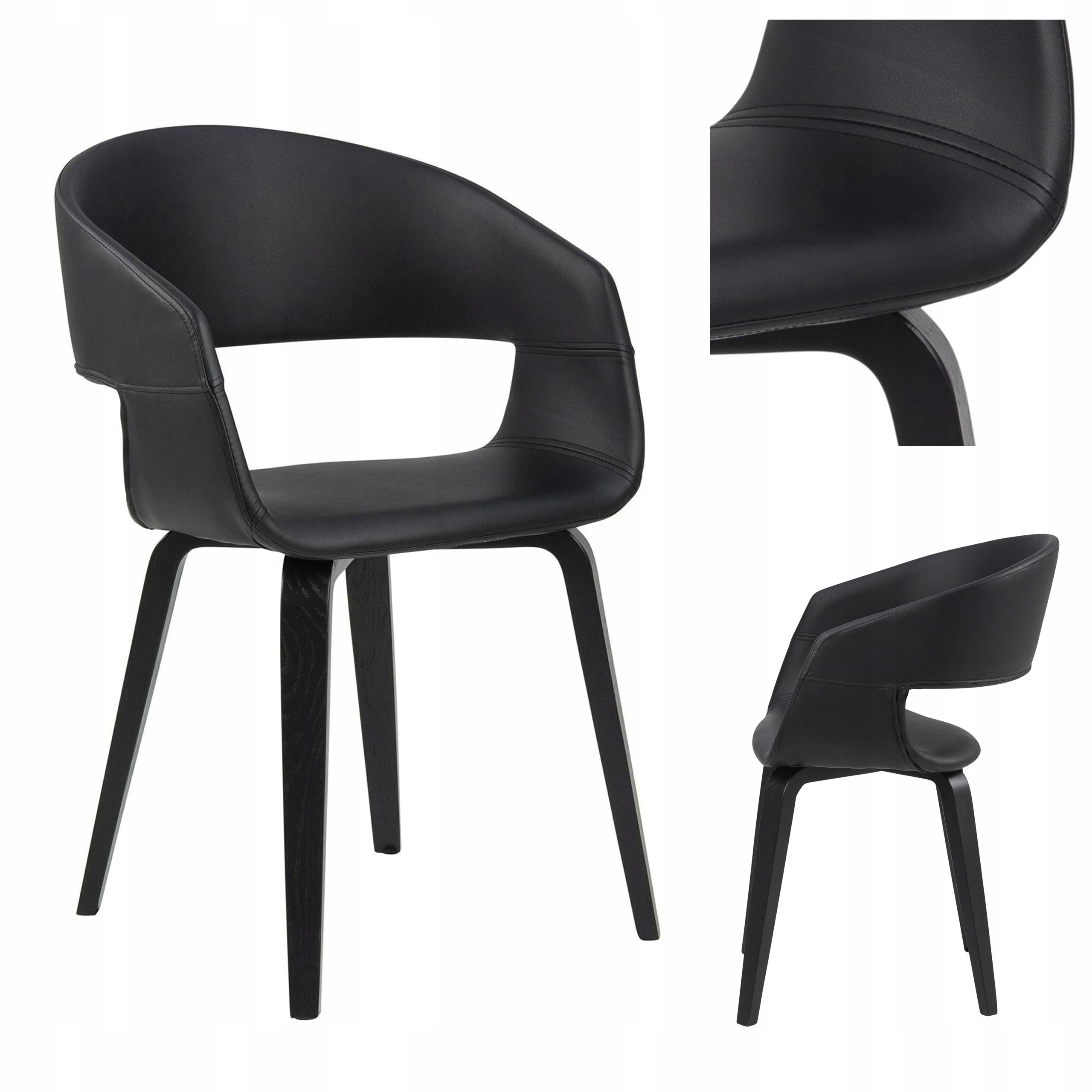 KRZESŁO CZARNE EKO SKÓRA TAPICEROWANE Supernova Loft