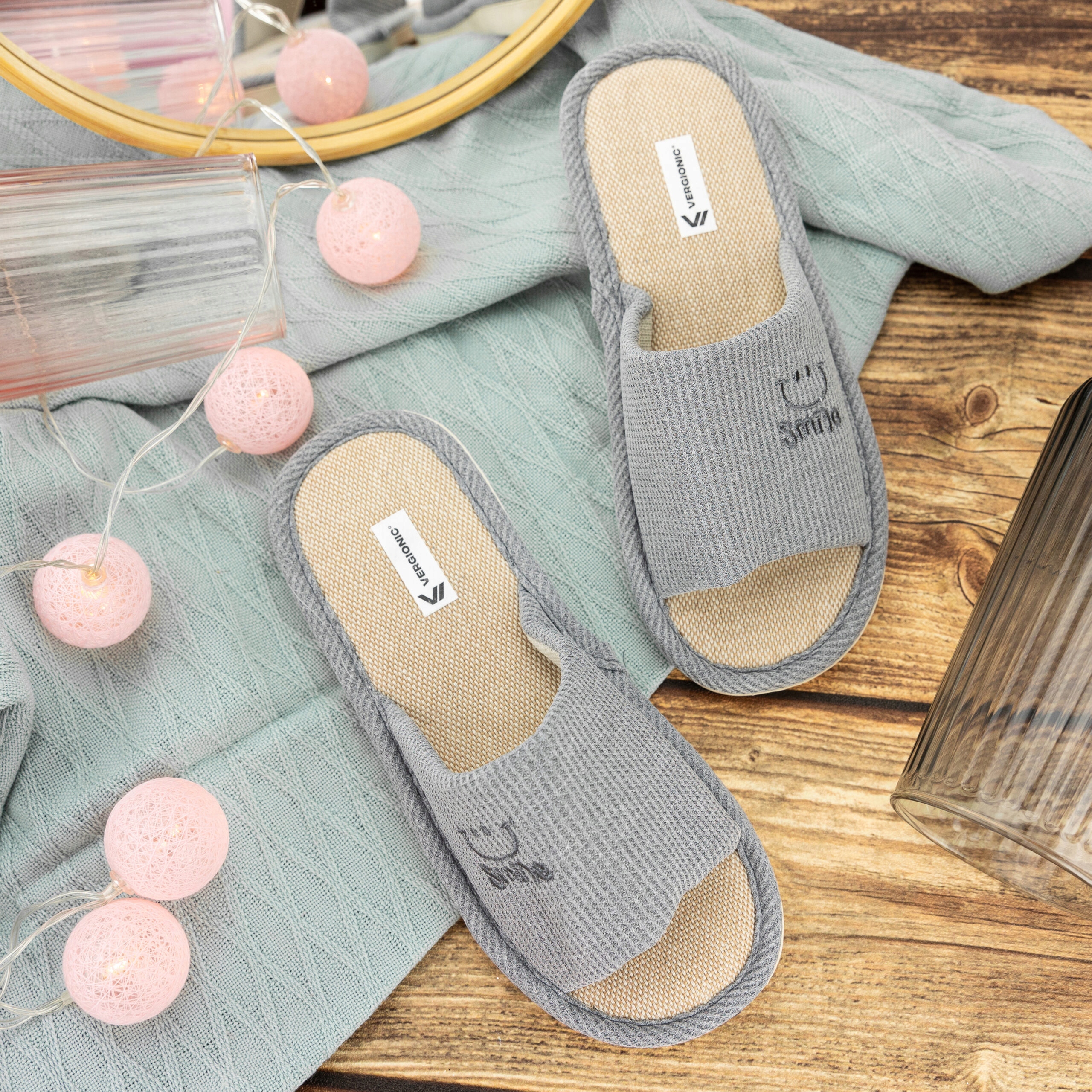 KLAPKI kapcie BUTY PANTOFLE domowe CIAPY materiał Kolor szary