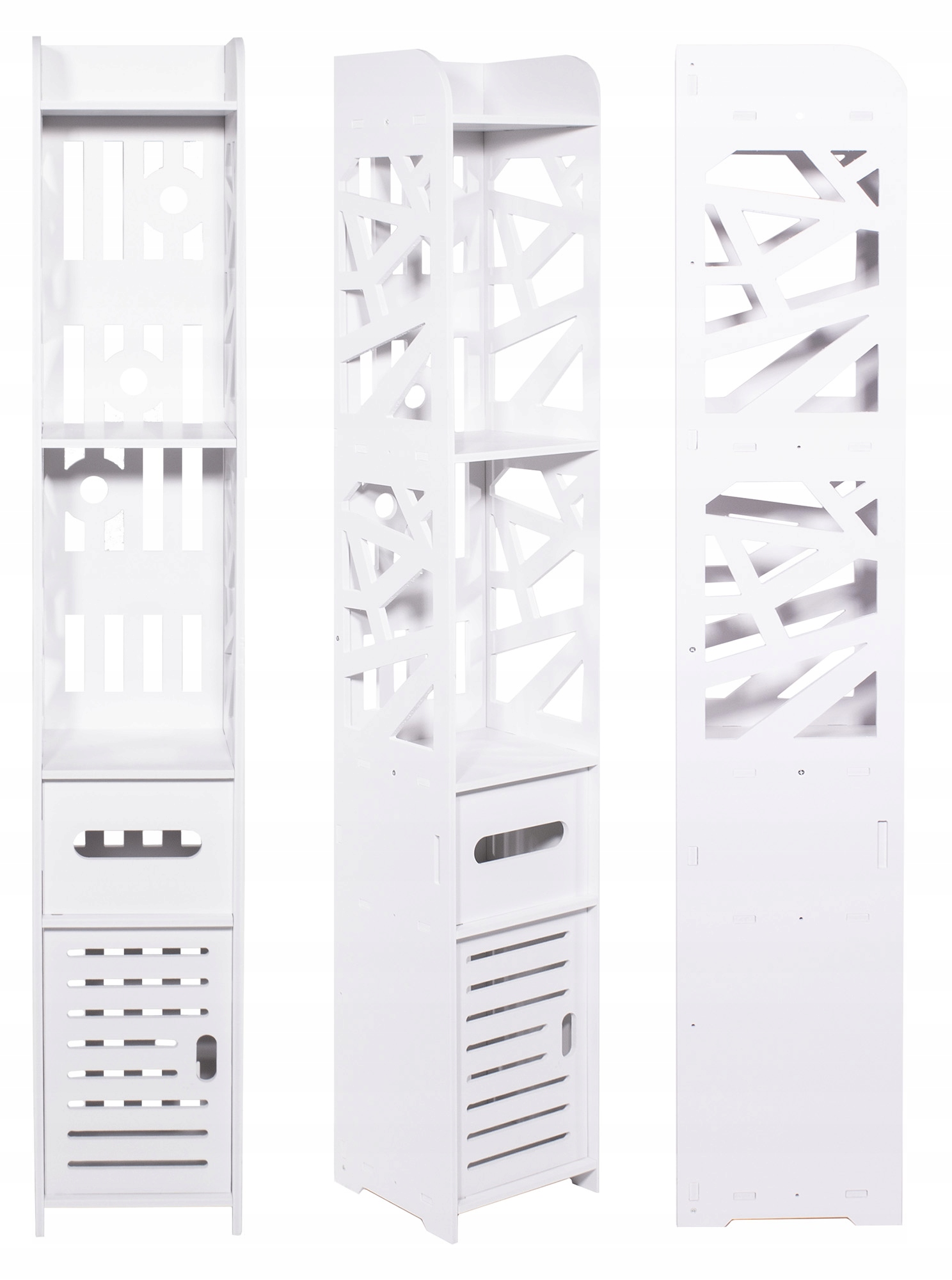 ELEGANCKA BIAŁA SZAFKA ŁAZIENKOWA SŁUPEK AŻUROWA REGAŁ 120cm