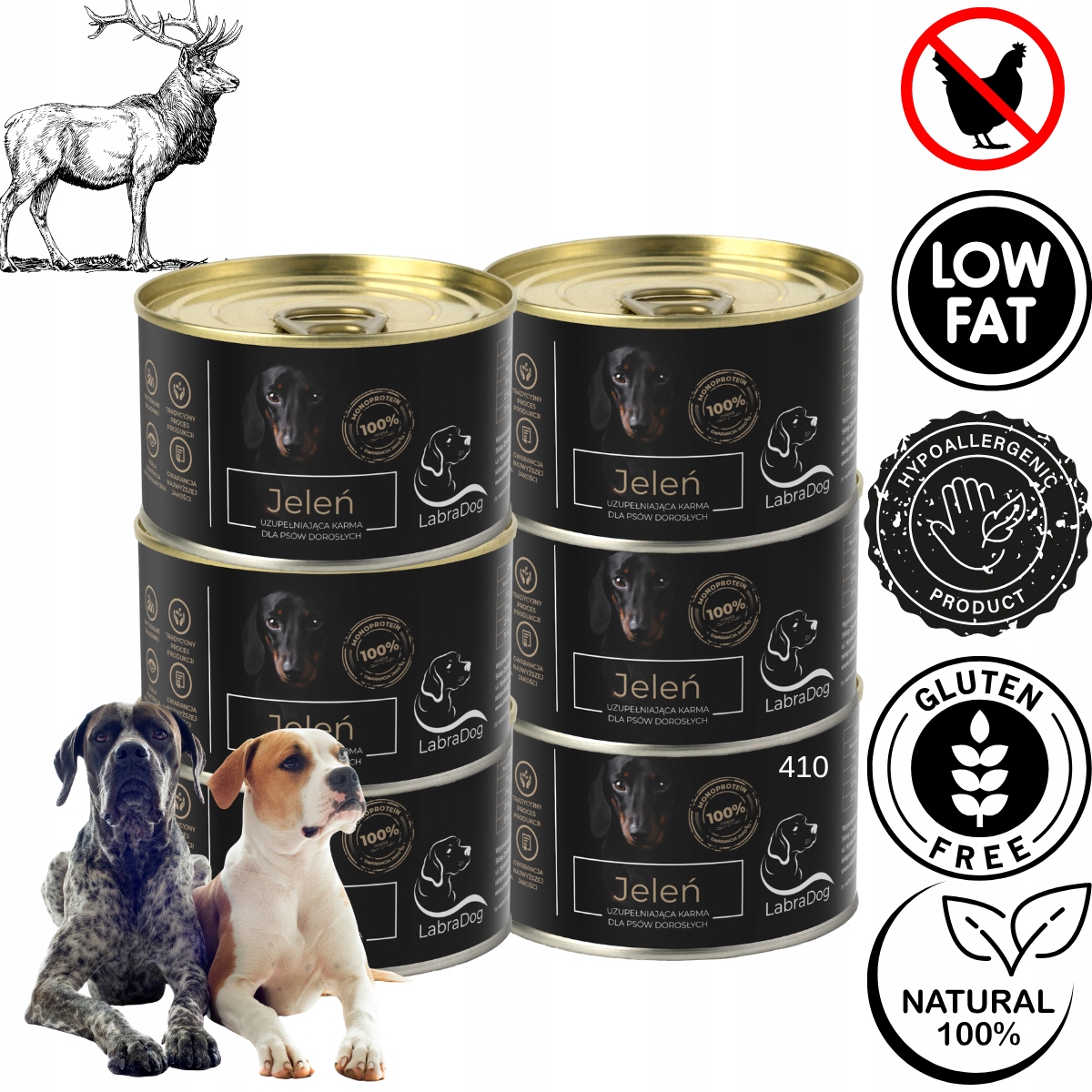 Levně LabraDog Superfood Jelen 100% Light Hypoalergenní pro psy s nadváhou 6x410