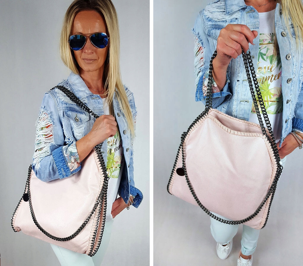 TOREBKA ŁAŃCUCHY TORBA ŁAŃCUCH STELLA BAG PUDROWY Wysokość uchwytów 23 cm