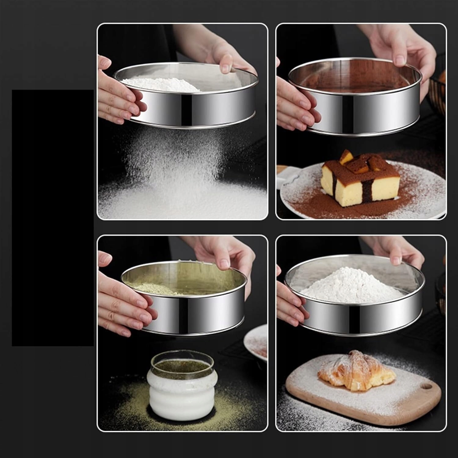 PRZESIEWAK SITO DO PRZESIEWANIA MĄKI CUKRU OKRĄGŁE Materiał stal nierdzewna